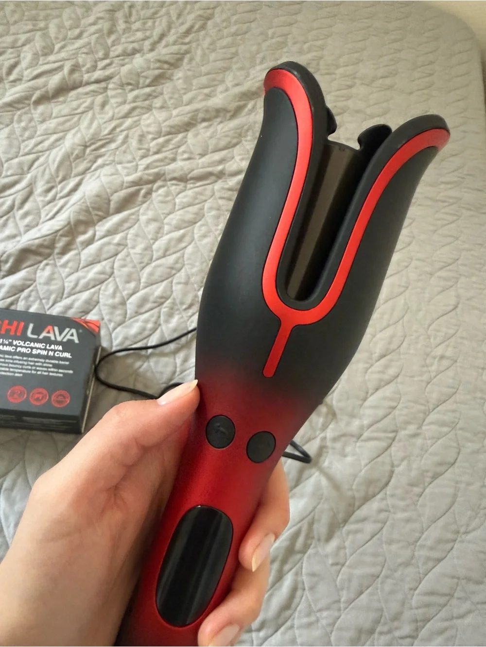 CHI Lava Volcanic Ceramic Pro Spin N Curl - Red and Black 1.25 inch